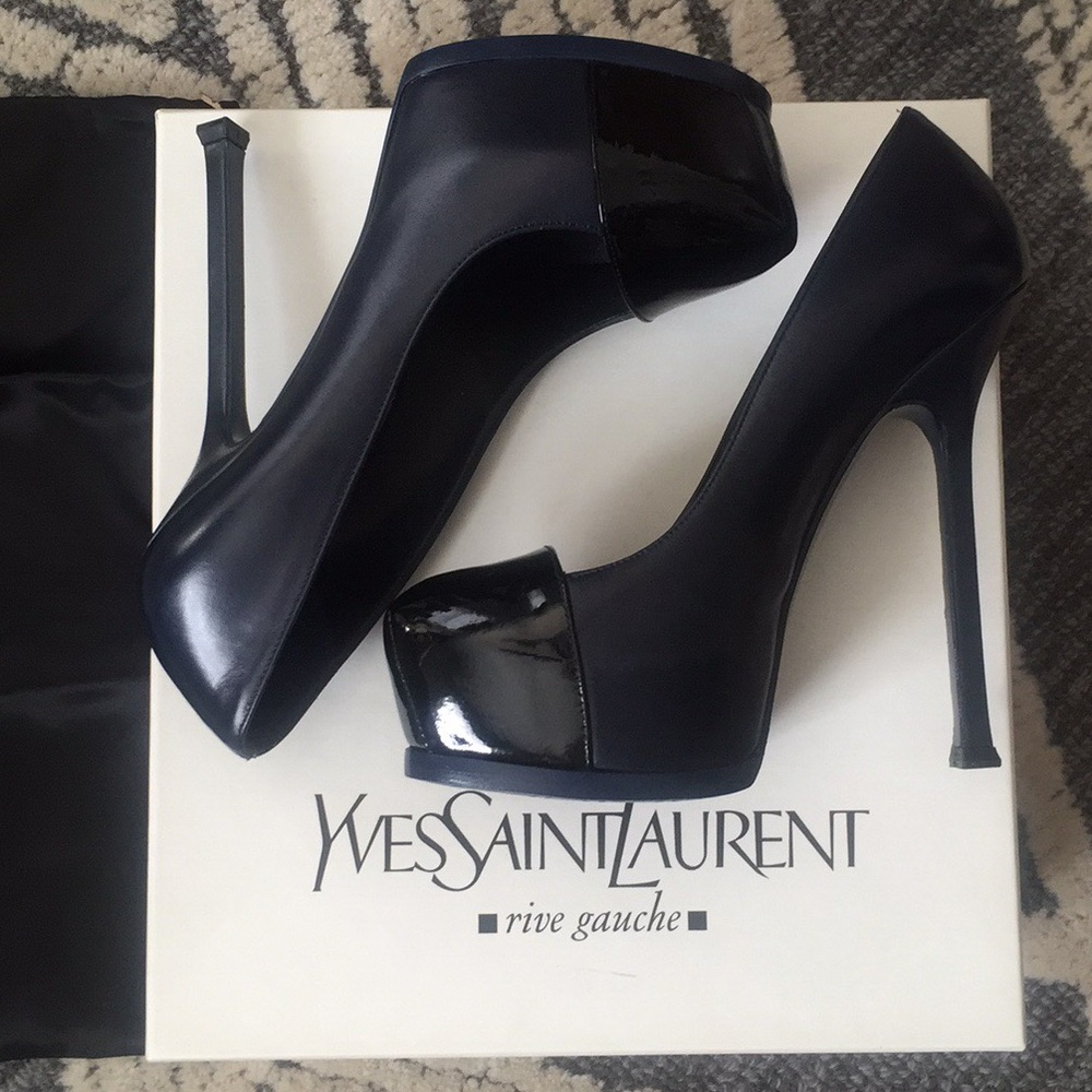 YSL platform heels NIB, navy and black, size 36